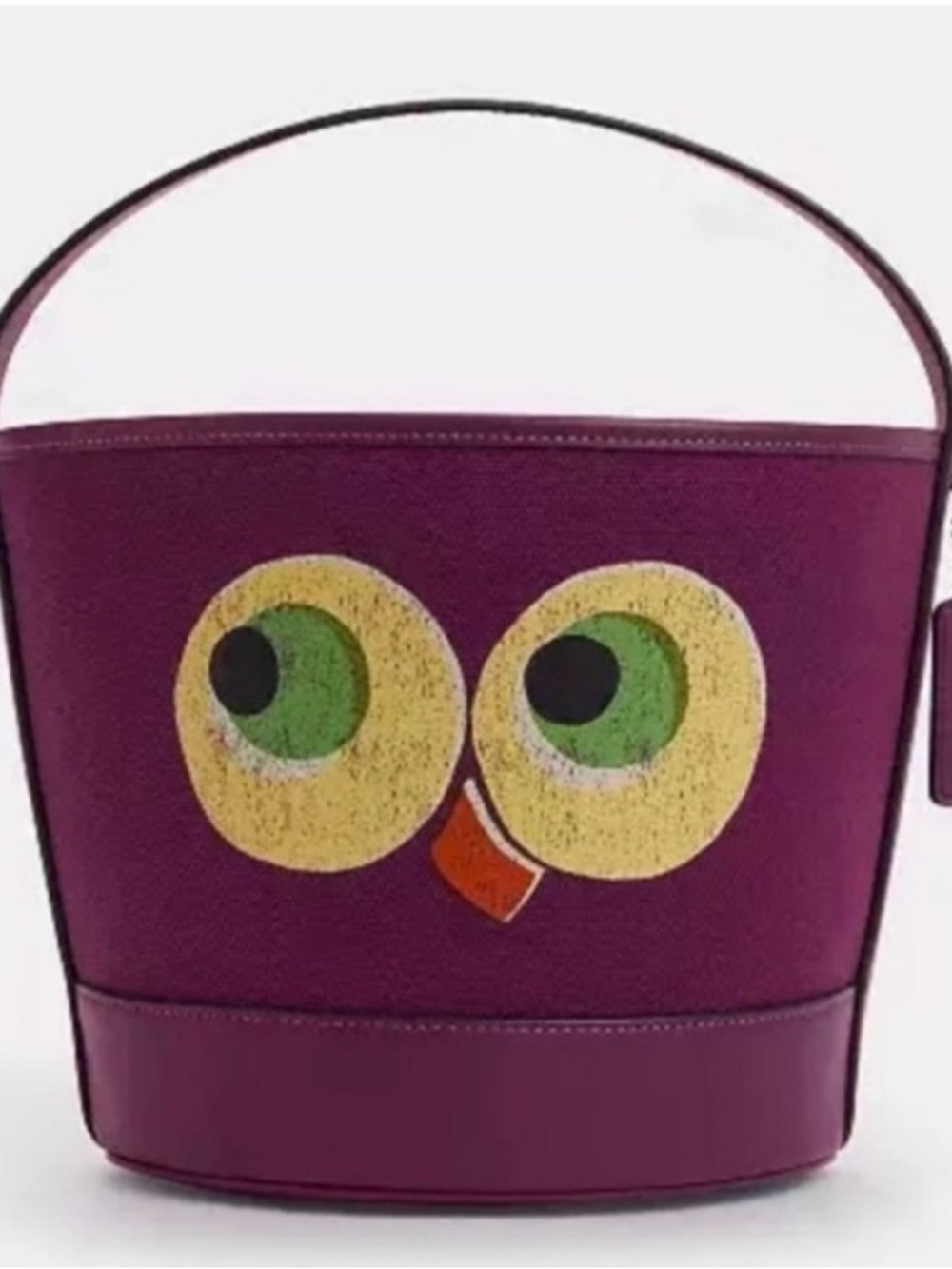 Coach New York Bucket Bag in Plum with Yellow Appliqué